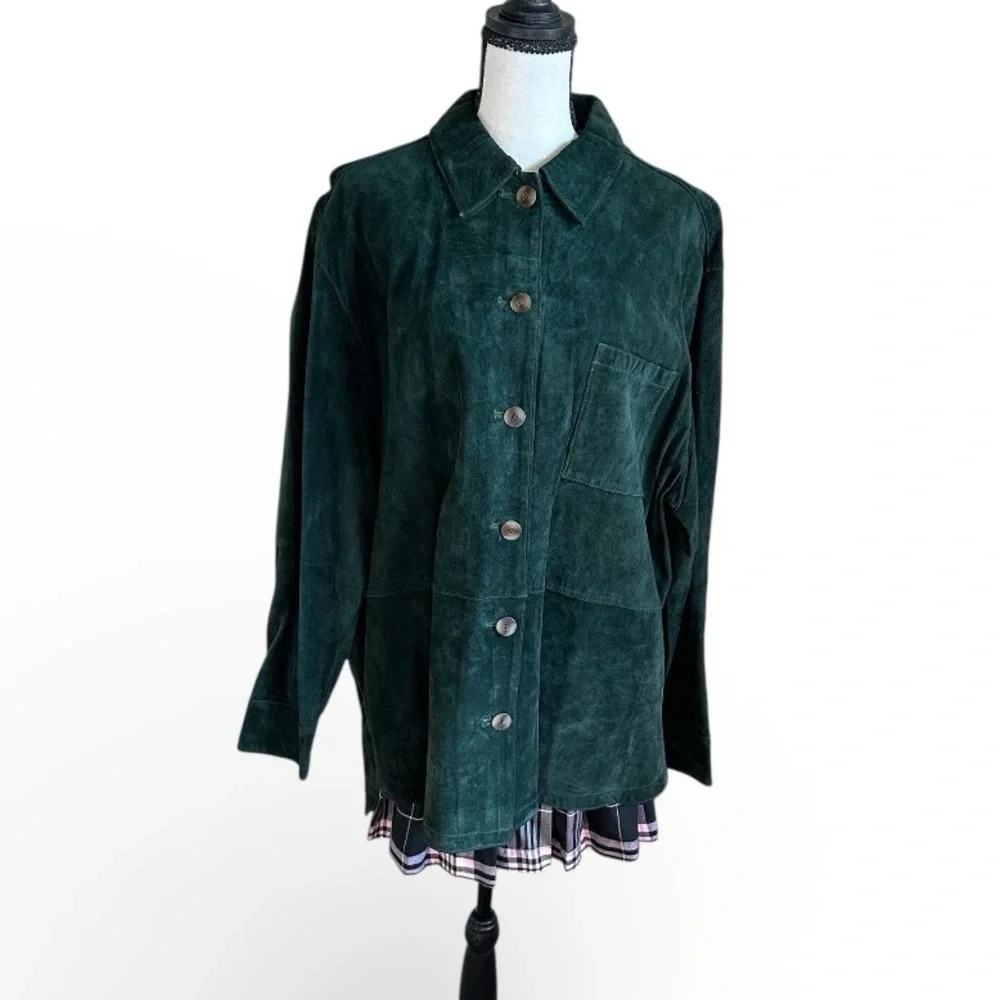 Vintage The Limited Classic 100% Leather Green Suede Jacket Women’s Medium